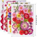 145pcs Natural Pressed Dried Flowers Mixed Multi-Color Pressed Flower Mini Rose Hydrangea Daisy for Art Craft DIY Resin Nail Art Floral Decors (Red, Purple & Blue)