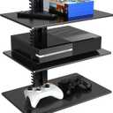 PERLESMITH Floating Wall Mounted Shelf AV Mount Shelf - Holds up to 16.5lbs - DVD DVR Component Shelf with Strengthened Tempered Glass - Perfect for DVD Players, TV Box and Cable Box, PSDSK3