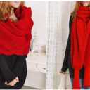Knitted Wrap Scarf Fall Winter Crochet Sweater Scarf with Sleeves Multi-Use Sweater Cape Shawl with Sleeves