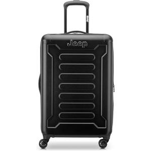 Jeep JH004C Hardside Expandable Luggage with Spinner Wheels, Black, Checked-Large 28 Inch