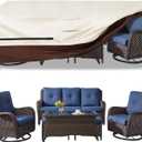 Patio Furniture Covers,Outdoor Furniture Cover Waterproof,600D Rectangular Patio Heavy Duty Table Cover,Outdoor Dining Table and Chair General Purpose Furniture Covers 111"L x 74"W x 28"H-Beige