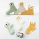 2 x Non Slip Grip Ankle Baby Socks 12 Pack for Toddler Boys and Girls Kids,Infant Cute Cotton Baby Socks (3-5T, Animal9)