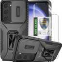 for S23+ Case,Galaxy S23 Plus Case with Sliding Camera Lens Cover, HD Screen Protector,360 Rotating Kickstand,AYMECL Military-Grade Shockproof Protective Cover for Samsung S23 Plus,Black