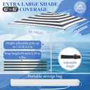 Briwooody 6 x 6 ft Boat Umbrella Canopy Boat Sun Shade Kit Waterproof Bimini Top Cover Thickened Straps up to 94 Inches Long with D-Shaped Buckles Storage Bag (Stripes,Black and White)
