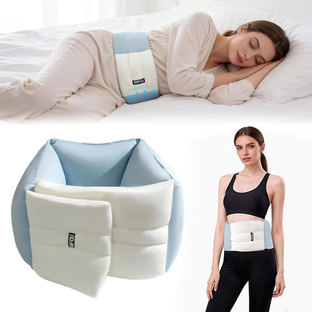 Lumbar Support Pillow for Office Chair & Sleeping, Wrap Around Lower Back Pillow with Breathable Ice Silk Cotton, Provides Comfortable Lower Back Support for Side/Back/Stomach Sleepers
