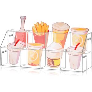 Acrylic Sticker Display Stand, Transparent Sticker Display Stand for Vendors, Stamp Organizer Shelf Ideal for Small Business Supplier Events and Trade Shows (2 Tier/8 Pockets)