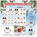 2Pack Christmas Face Rub on Transfers Decals Stickers for Crafts Ornaments Large 5 Inch Vinyl Snowman Faces Eyes Pitcher Transparent Decal for Ornaments Glass Drinking Cups Wood Balls (Cute72)