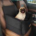 JOEJOY Dog Car Seats for Small Medium Dogs Under 35lbs, Dog Booster Seat with Detachable Washable Cover and Cushion, Memory Foam Pet Car Seat with Safety Belt and Storage Pockets (Black)