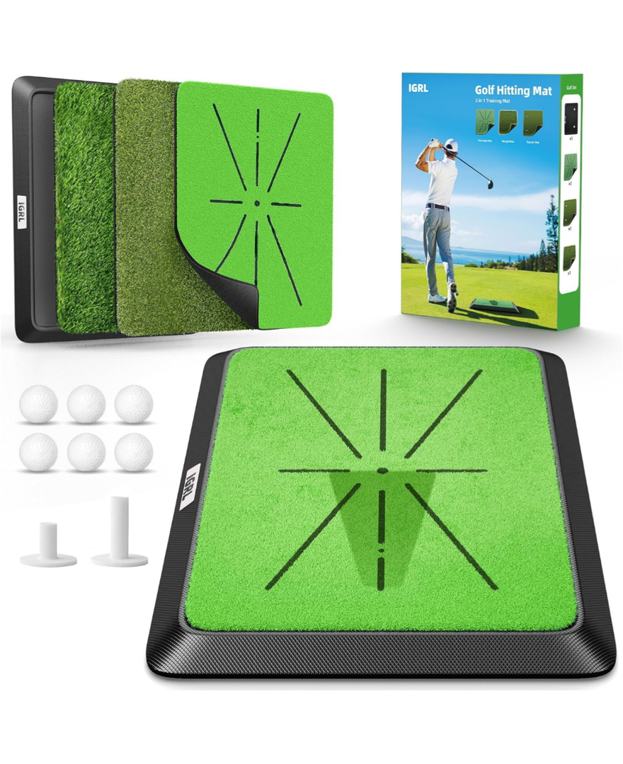 18"x14" Golf Training Mat - 3 in 1 Impact Mat with Heavy Duty Rubber Base - Ideal Gifts for Men, Dad, Husband