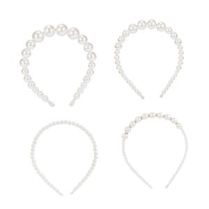 4Pcs Pearl Headbands for Women Elegant Bridal Hair Accessories for Weddings Vintage Handmade Design for Parties Proms and Special Occasions