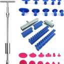 2 in 1 Slide Hammer Dent Puller, Paintless Dent Removal Car Dent Suction Puller, T Bar Dent Puller with 22 Suction Dent Puller Tabs, 2 Stainless Steel Grooves & 4 Puller Lines