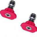 2Pcs 0 Degree Large Aperture Pink Color Pressure Washer Accessories Kit Spray Nozzle Tips uick Connecting Pivoting Coupler 1/4 inch