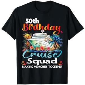 50th Birthday Cruise Squad Friends Family Vacation Matching T-Shirt, L