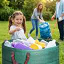 4 Pack 72 Gallons Reusable Yard Waste Bag, Large Lawn and Leaf Bags with 4 Reinforced Handles, Heavy Duty Large Garden Waste Bin Container for Leaves, Grass Clippings, Camping Yard Recycling