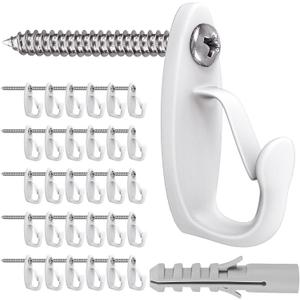 SELEWARE 30PCS Screw in Hooks for Hanging Outdoor String Lights, Windproof Christmas Light Hanger Hooks, Gray-White Wall Hooks for Patio Gazebo Fence to Hang Party Fairy Wire Lights, Wind Chimes