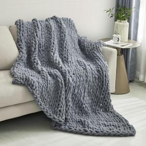 SUNYRISY Chunky Knit Blanket Throw, Luxury Soft Cozy Chenille Throw Blanket, Large Throw Bed Blanket for Couch, Sofa, Home Decor, Gift - Machine Washable (Dark Gray 40x50 in)