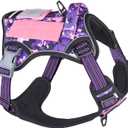 BUMBIN Tactical Pet Walking Harness with Handle for Medium Dogs, Adjustable, Famous TIK Tok Fit Smart Reflective No Pull Vest for Training, Purple M (M(Neck:16-20", Chest:17-27"), Purple Camo)