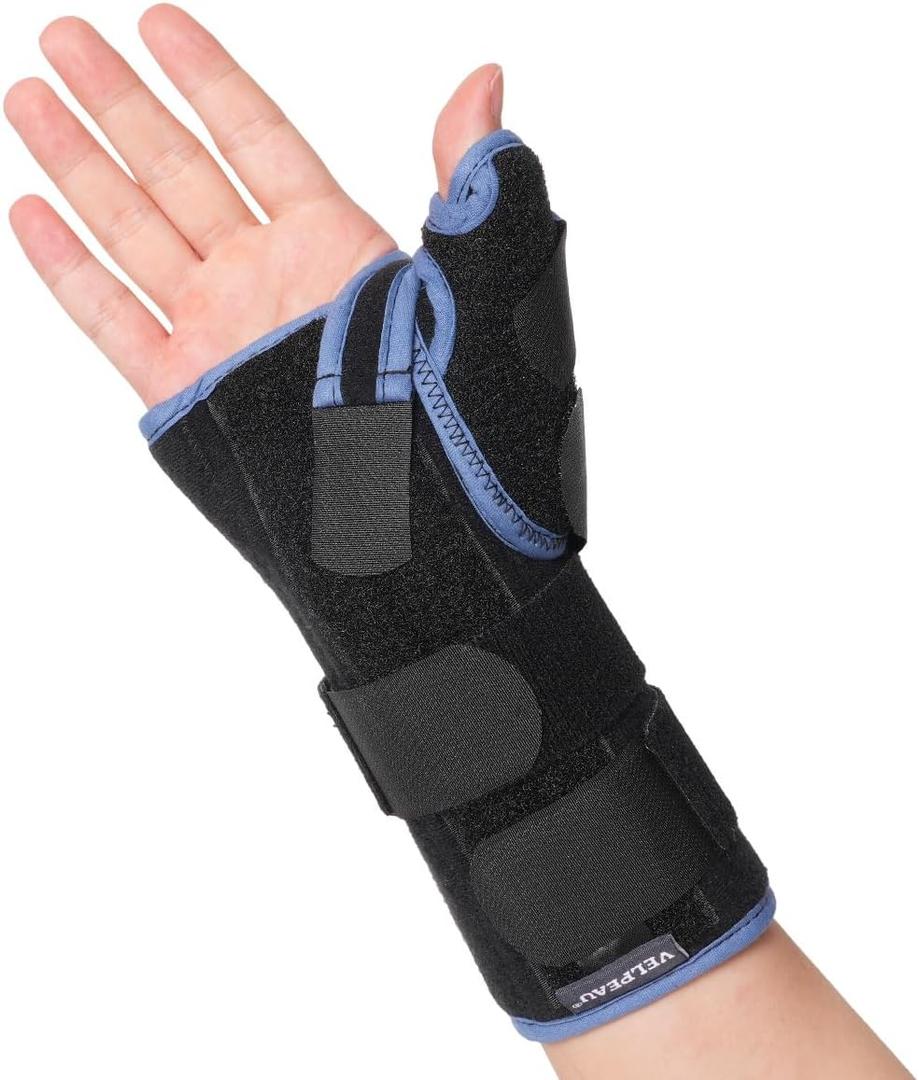 Velpeau Carpal Tunnel Wrist Brace with Thumb Stabilizer Night Support, Completely Stabilizes Wrist Thumb Joint, Pain Relief for Tendonitis, De Quervain's Tenosynovitis, Arthritis (Reg, Right Hand, M) (Medium (Pack of 1))