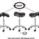 Kaleurrier Saddle Stool Rolling Swivel Height Adjustable with Wheels,Heavy Duty Stool,Ergonomic Stool Chair for Lab,Clinic,Dentist,Salon,Massage,Office and Home Kitchen (Black, Without Back), 14 X 16"