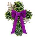 Dingion Easter Cross Wreath for Front Door Spring Easter Cross Artificial Wreath with Purple Bow for Christian Spring Hope for Outdoor Indoor Farmhouse Porch Window Home