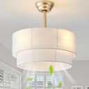 20" Boho Fandelier Ceiling Fans with Lights, Fabric Chandelier Ceiling Fan with Light Remote Control, Caged with 6 Speeds for Living Room, Bedroom, Nursery. (White)