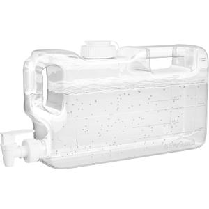 Refrigerator Water Dispenser 1.1 Gallon Bottle with Spigot - BPA Free Plastic Slim Water Jug with Spout Leak Proof | Refillable Fridge Water Container, Convenient Handles (Clear)