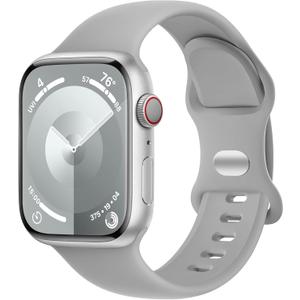 DaQin Sport Band Compatible with Apple Watch Bands 40mm 41mm 42mm 44mm 45mm 46mm 49mm 38mm Women Men, Soft Silicone Waterproof Wristband Strap for iWatch Band Series 11 10 9 8 7 6 5 4 3 2 1 SE Ultra (Light Gray)