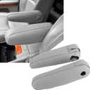 FZJDSD 2pcs Gray Leather Seat Armrest Cover Compatible with Lexus RX300 RX330 RX350 2003 2004 2005 2006 2007 2008 2009 with Zippered Design (Grey)