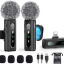 Wireless Lavalier Microphone for iPhone Recording Clip-on Mini Mic for iPhone/for iPad Video Recording with Rotatable Clip&Denoise Recording, Portable Mic Set for Content Creators (Without Charging Case, Matte Black)