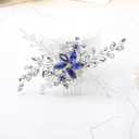 Olbye Wedding Hair Comb Blue Rhinestone Bridal Hair Accessories for Bride and Bridesmaids Wedding Hair Piece Silver