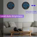 Digital Wall Clock with Large LED Display, Date, Temperature, Auto-Brightness | Small [PLUG-IN] Clock | Modern Electric Wall Clock for Bedroom, Classroom, Living Room, Home, Office, Farmhouse - Blue