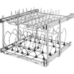 Rev-A-Shelf 2-Tier Kitchen Cabinet Pullout 20.75" Cabinet Organizer for Pots, Pans, and Lid Cookware, Adjustable Heavy Duty Wire, Chrome, 5CW2-2122-CR