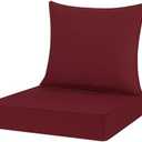 HOMELYSIAN Outdoor Chair Cushions 19x19, Patio Furniture Cushions with Removable Cover, Outdoor Deep Seat Cushion Set with Ties and Handle, Waterproof Outdoor Cushions for Chair Sofa Couch, Burgundy