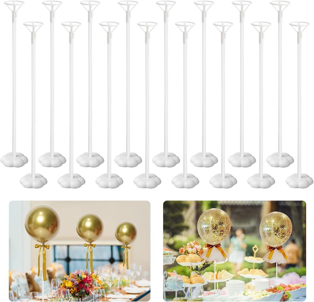 Balloon Stick Holder 16 Pack Balloon Stand with Base Balloon Column for Table Decorations for Wedding Birthday Baby Shower Any Party Balloon Accessories