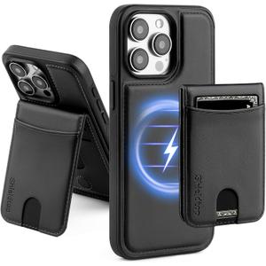 Compatible with Magsafe 2 in 1 Detachable iPhone 14 Pro Max Wallet Case with Card Holder Women Men,Magnetic PU Leather RFID Blocking Flip Kickstand Credit Slots,for Apple 14 ProMax,Black