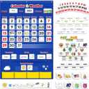 Godery Calendar and Weather Pocket Chart with 149 Cards, Kids Calendar for Classroom or Homeschool,Preschool Learning Activities Supplies, Kindergarten Must Haves (Blue)