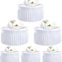 Outpain 6 Pack White Round Spandex Tablecloth for 48Inch/4FT Tables - Stretchy Table Cloth with Skirt, Wrinkle-Free Fitted Cloth for Wedding Vendor, Banquet & Graduation Decor (108" Round)