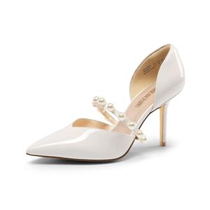 DREAM PAIRS Women's Closed Toe High Heels Stiletto Pointed Toe Strappy Pearl Elegant D'Orsay Dress Wedding Party Pumps Shoes, Size: 8.5