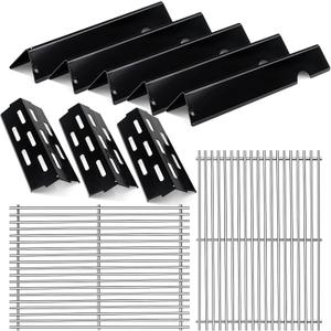 Porcelain-Enameled Grill Flavorizer Bar Heat Plates with 2 Pack Stainless Steel Cooking Grates Grill Replacement Parts for Weber Genesis II 300 Series E-310 E-315 E-330 E-335 S-310 S-335