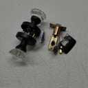 Glass Crystal Door Knobs Interior with Lock, Matte Black Modern Diamond Privacy Square Clear Glass Crystal Door Knobs for Bedroom and Bathroom