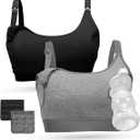Momcozy Pumping Bra, Pumping Bra Hands Free All Day Wear Pumping & Nursing Bra in One Holding Breast Pump for Spectra, Medela L