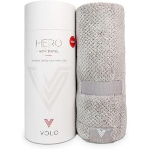 VOLO Hero Hair Towel  Ultra Soft Nanoweave Microfiber, Super Absorbent Quick Dry, Reduces Dry Time 50%, Anti-Frizz & Breakage, Secure Snug Strap, Large Wrap for All Hair Types - Luna Gray