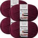 #6 Super Bulky Blanket Yarn for Crocheting - 4 Skeins(Each 10.5oz/300g, 220yds/201m), Chunky Chenille Thick Plush Big Soft Yarn for Crocheting Knitting Blankets, Burgundy