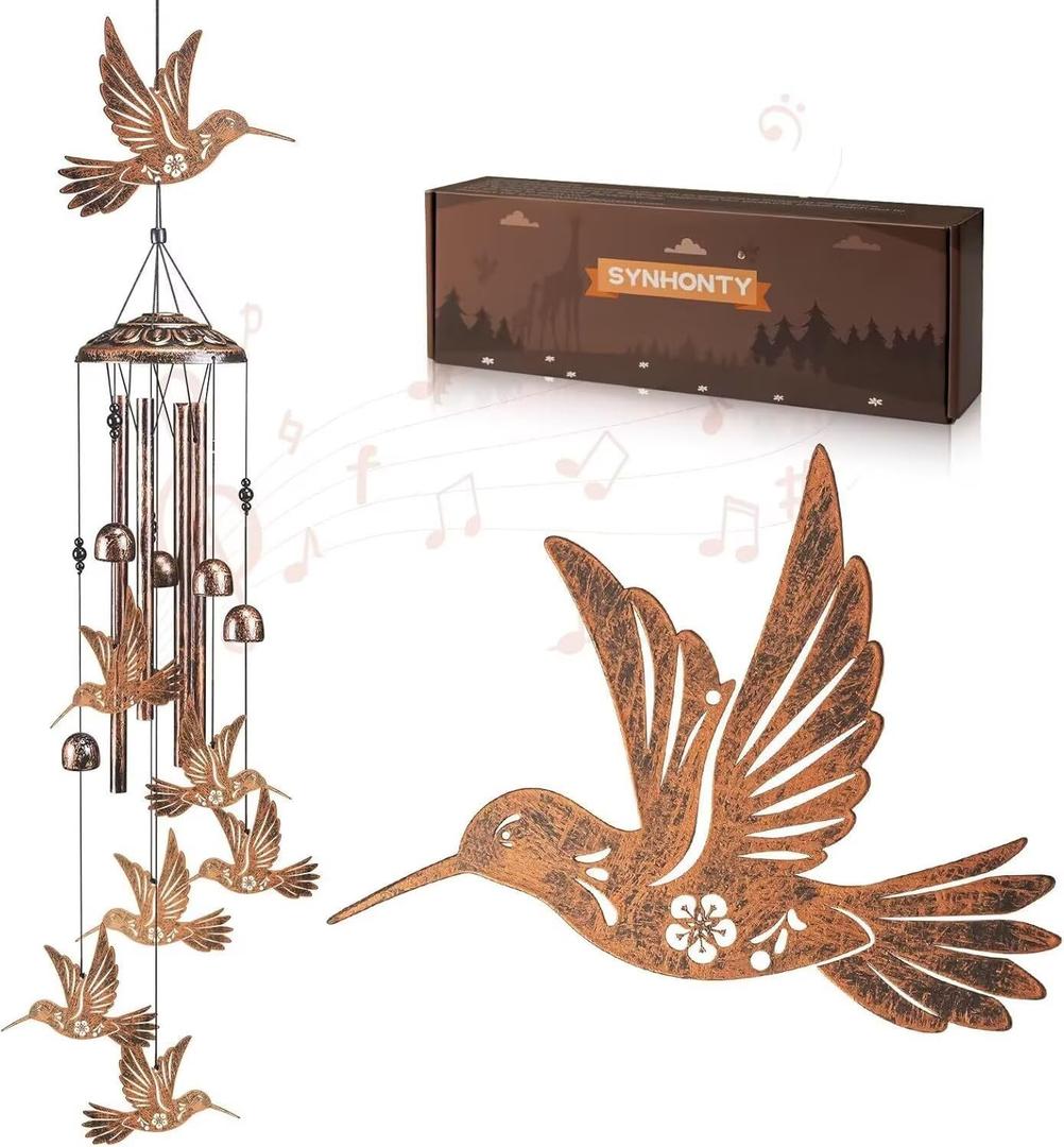 Hummingbird Wind Chimes for Outside,Gardening Gifts for Bird LoverWomenMen/MomBirthday Party Decorations,Memorial Gifts,Wind Chimes OutdoorsIndoors,Room,Home,Wall,Garden,Patio,Yard Decor