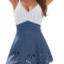 Blooming Jelly Womens One Piece Swimsuit Tummy Control with Cutout Skirt Bathing Suit Modest Twist Front Swim Dress, Size Small