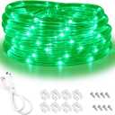 Green Rope Lights,16ft Waterproof, Connectable and Flexible LED Strip Lights with Advanced LEDs and Crystal-Clear Thick PVC Jacket, High Brightness, Great for Deck Pergola Handrail Bedroom
