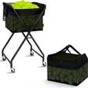 STORAGE MANIAC Foldable Tennis Ball Hopper Pickleball Bag Holds 150 Pickleballs or 180 Tennis Balls Collector Pickleball Retriever Pick Up Ball Basket Ball Caddy with Wheels Portable Training Cart, 20.7"l X 17.9"w X 35.8"h