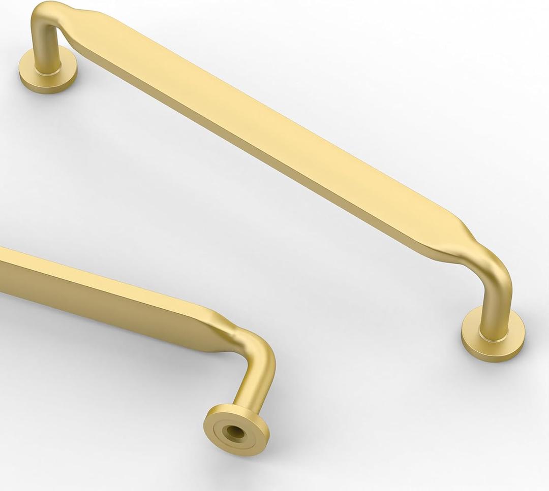 Asidrama 10 Pack 5 Inch(128mm) Brushed Gold Kitchen Cabinet Handles, Cabinet Pulls Kitchen Cabinet Hardware for Cupboard Drawer Pulls (5" Hole Center)