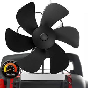 JossaColar Wood Stove Fan Heat Powered Fireplace Fan Non Electric, Thermal Fan for Buddy Heater/Wood Burning Stove/Log Burner w/Stove Accessories Thermometer