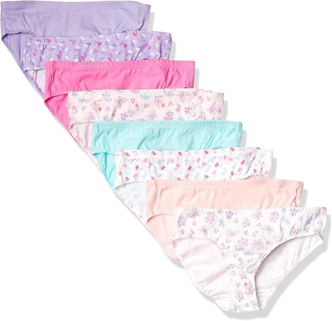 Hanes Girls Ultimate Underwear Pack, Organic Cotton For Kids’   Hipster Panties, Pink Blue Solids & Patterns, 6 US